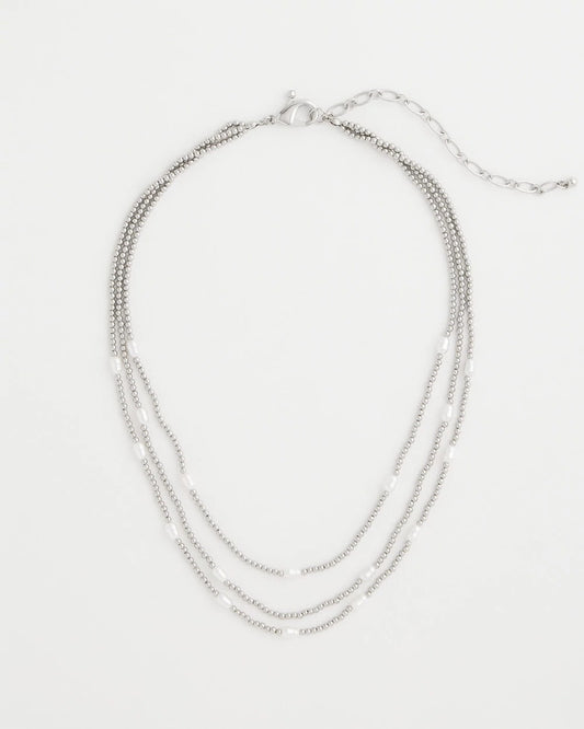 Chico's Pearlescent Bead Ball Short Necklace