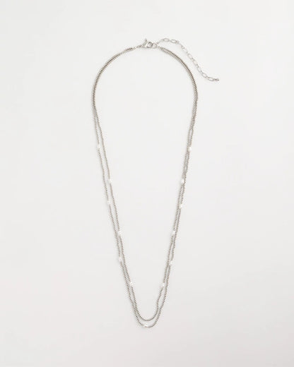 Chico's Pearlescent Bead Ball Long Necklace