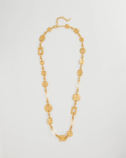 Chico's Pearl Hammered Long Necklace