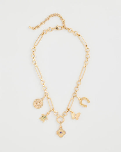 Chico's Shiny Goldtone Novelty Charm Necklace