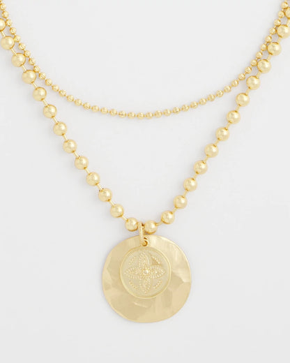 Chico's Short Gold Ball Chain Pendant