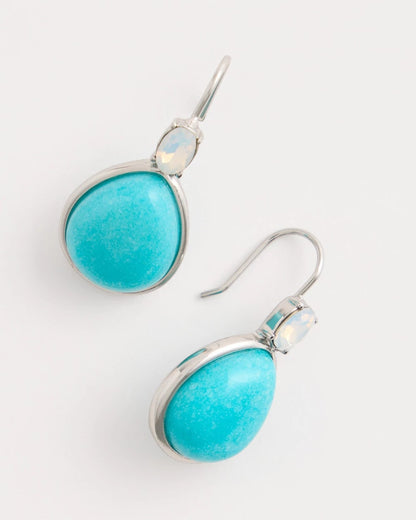 Chico's Genuine Jade Teal Teardrop Earrings