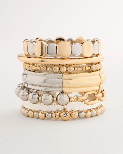 Chico's Mixed Metal Chain Bead Stretch Bracelet