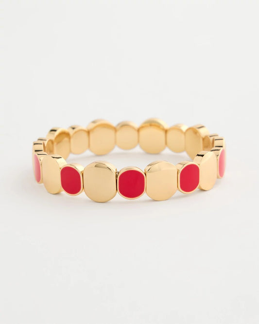 Chico's Red Goldtone Glam Stretch Bracelet