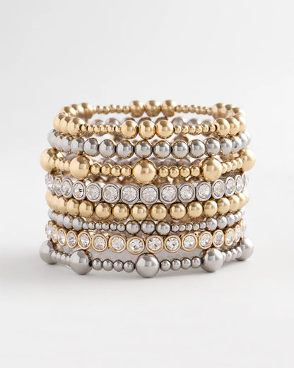 Chico's Silver-tone Small Bead Stretch Bracelet