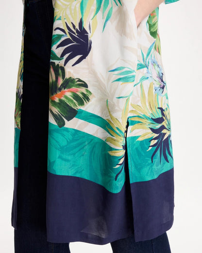 Chico's Printed Smocked Long Kimono