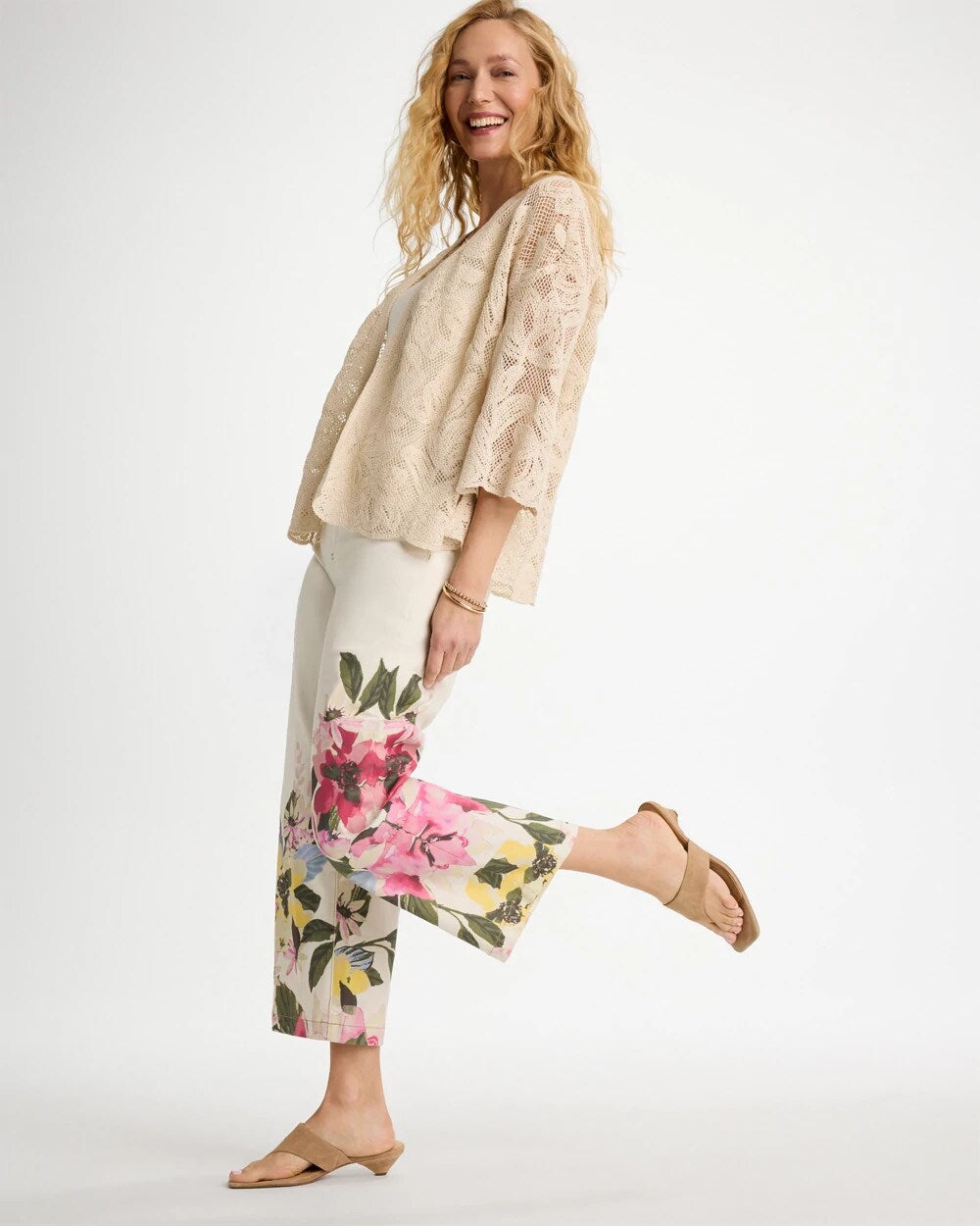Chico's Short Crochet Lace Kimono