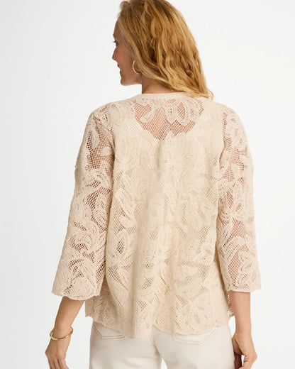 Chico's Short Crochet Lace Kimono