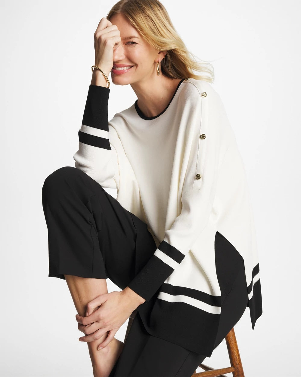 Chico's Button Detail Poncho