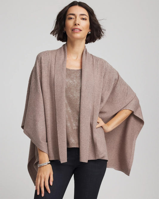 Chico's Embellished Shawl Collar Ruana