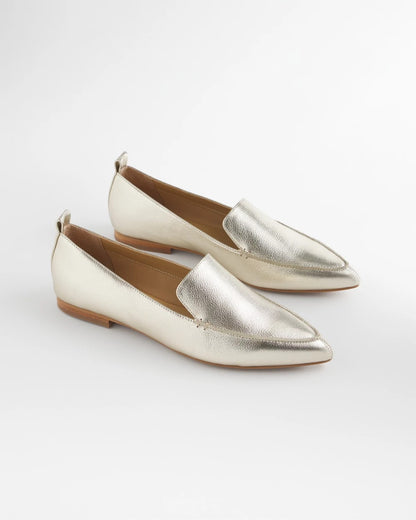 Chico's Gold Metallic Leather Loafer
