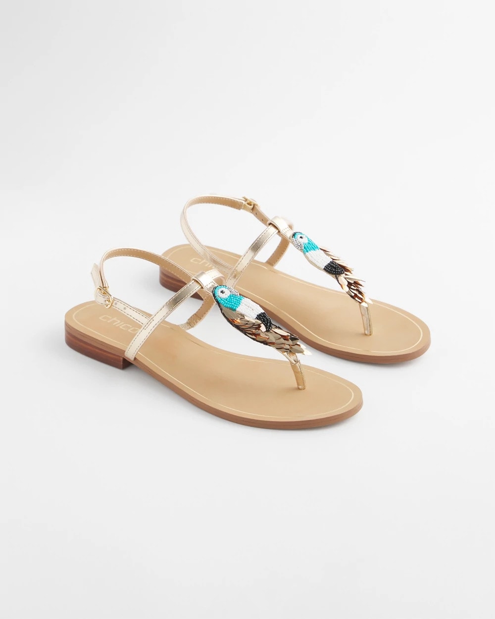 Chico's Beach Parrot T-Strap Sandals