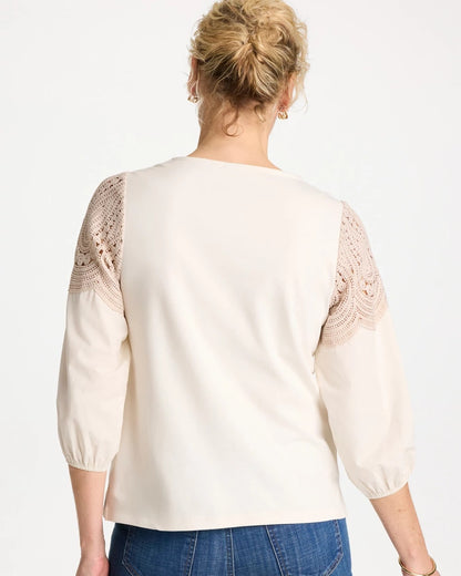 Chico's Lace Crochet Sleeve Tee