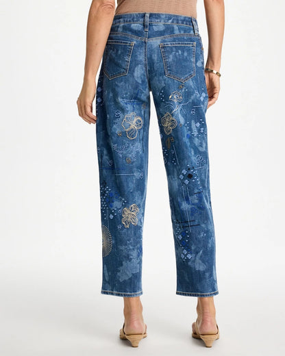 Chico's Relaxed Embroidered Boyfriend Jean