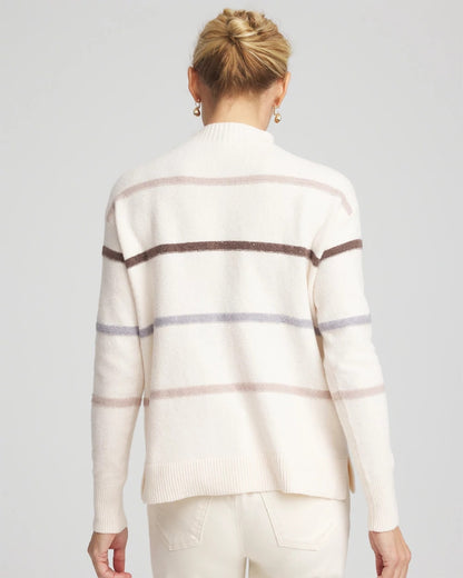 Chico's Sequined Stripe Pullover Sweater