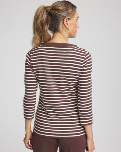 Chico's Zenergy® Ribbed Striped Henley Tee