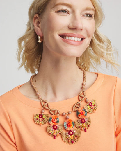 Chico's Tropical Floral Bib Necklace
