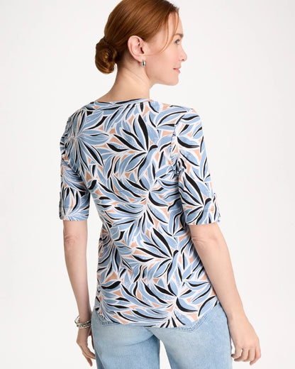 Chico's Printed Pima Elbow-Sleeve Tee