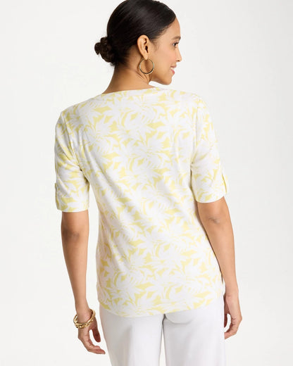 Chico's Printed Pima Elbow-Sleeve Tee