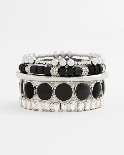 Chico's Black Barrel Bead Stretch Bracelet
