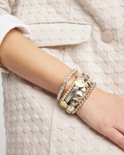 Chico's Mixed Metal Heart Stretch Bracelet