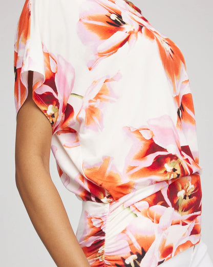 Chico's Touch of Cool™ Tropical Ruched Banded Hem Top