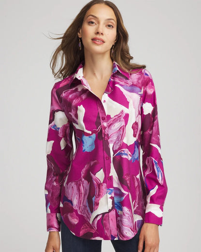 Chico's No Iron™ Floral-Paint-Print Shirt