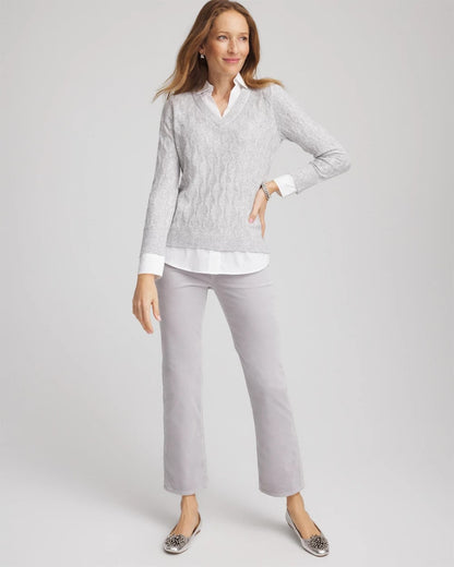 Chico's Classic Built-In Shirt Knit Sweater