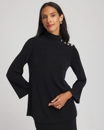 Chico's Travelers™ Button Mockneck Top