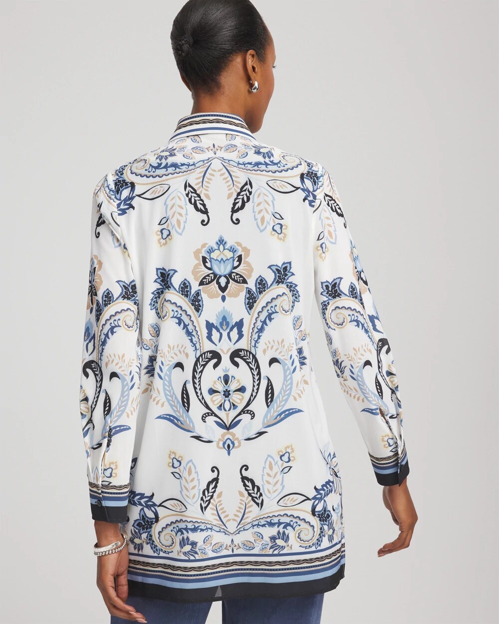 Chico's Travelers™ Collection Paisley Mesh Shirt Jacket