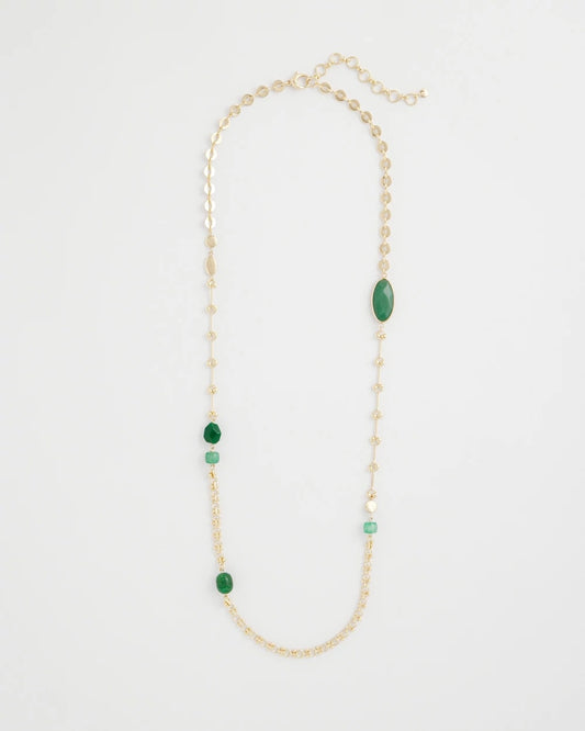 Chico's Green Accent Long Single Strand Necklace