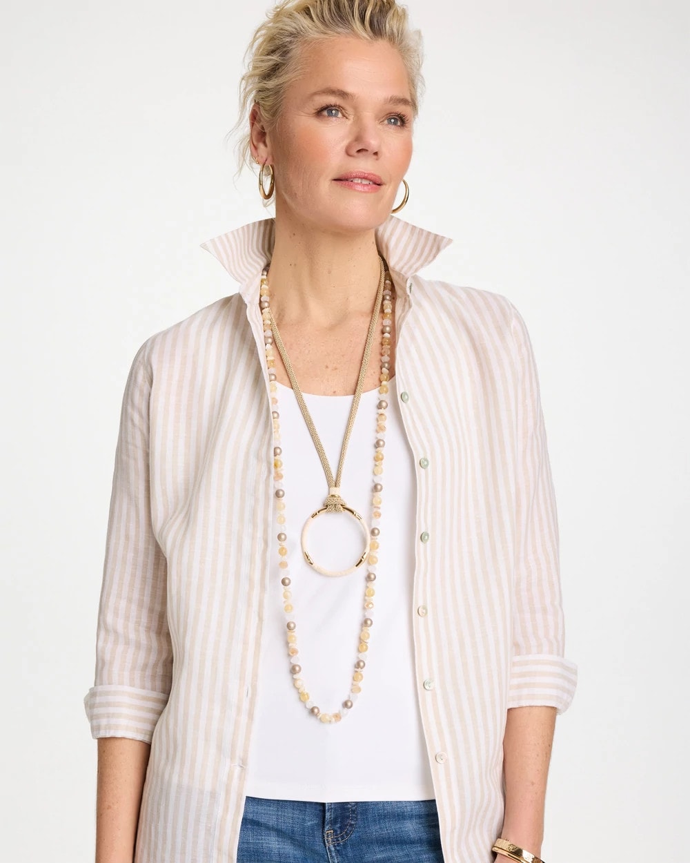 Chico's Neutral Long Layering Necklace