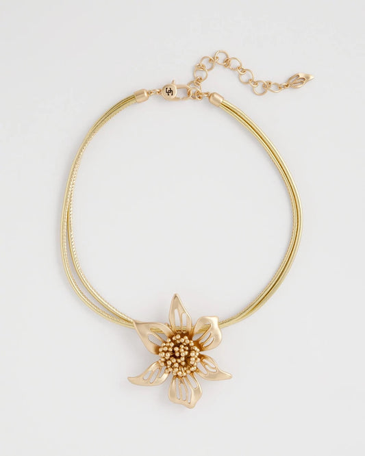 Chico's Gold Flower Pendant Necklace