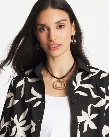 Chico's Gold Tone Rings Pendant Necklace