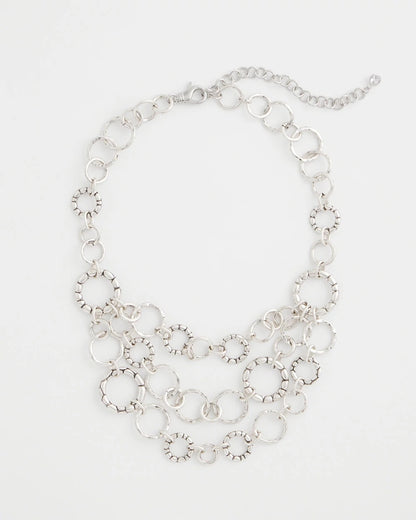Chico's Silver Multistrand Bib Necklace
