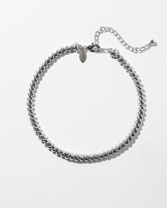 Chico's Silver Tone Twist Collar Necklace
