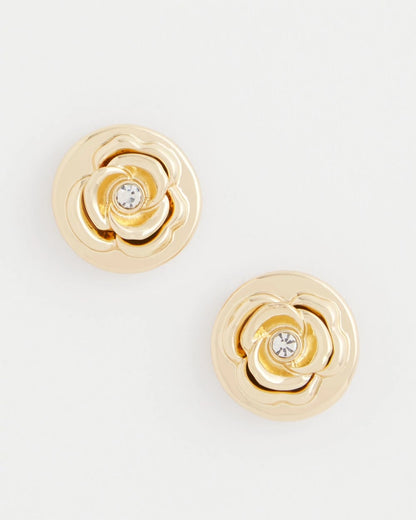 Chico's Lucky Coin Flower Stud Earrings