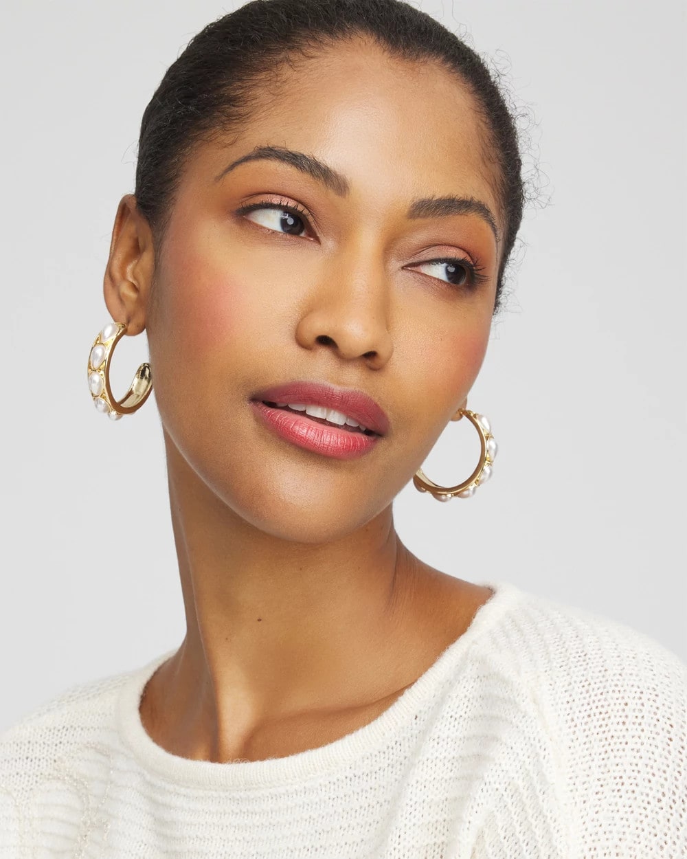 Chico's No Droop® Faux Pearl Hoop Earrings