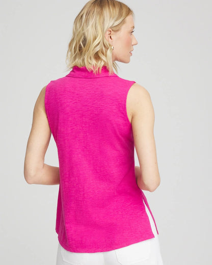 Chico's Slub Sleeveless Collared Tunic